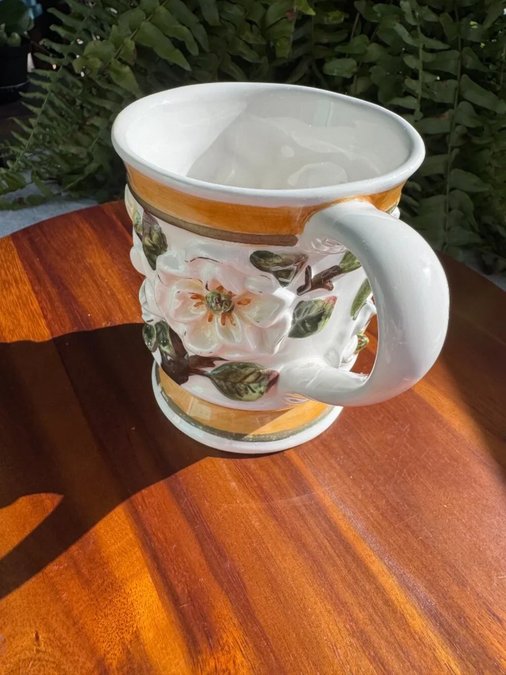 Vintage KK Ceramics 3D Magnolia Flower Coffee Mug